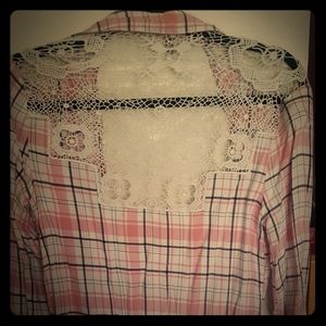 Pink/ flannel Throw over shirt